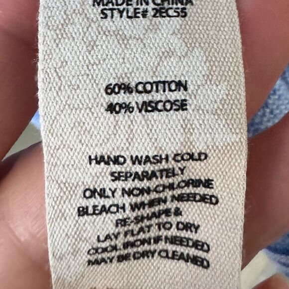 Sold‼️Soft Surroundings Siva Jacquard Open Front Cardigan Blue White Print Sz M - Picture 5 of 7